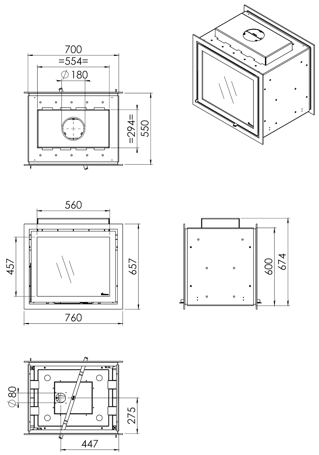 Insert cheminée Instyle Tunnel - 700EA Double face