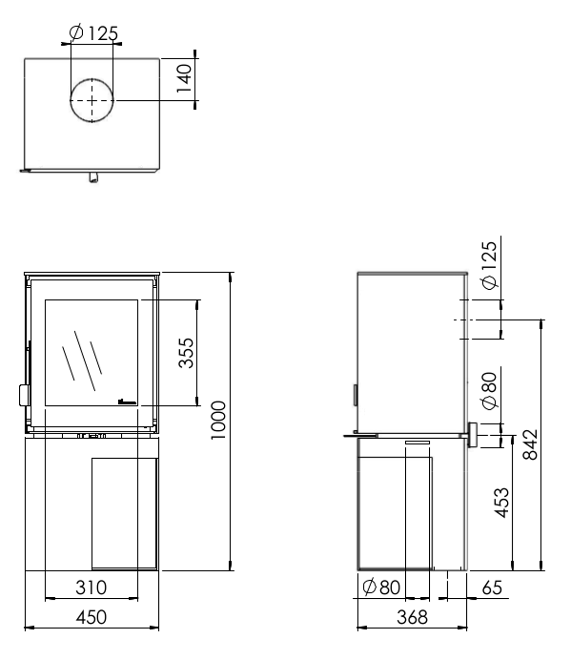 Poêle à bois en fonte côtés en verre 14 kW MARACAY fabrication européenne  sur notre boutique en ligne