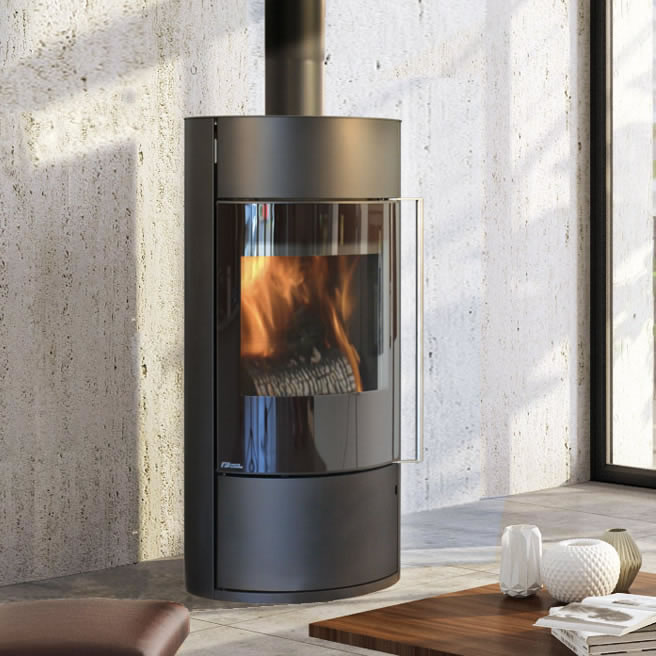 Pôele à bois Lona - porte verre sérigraphié